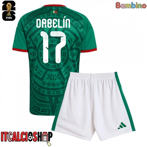 Messico Orbelin Pineda #17 Prima Maglia Bambino Mondiali 2026 Manica Corta (+ Pantaloni corti)
